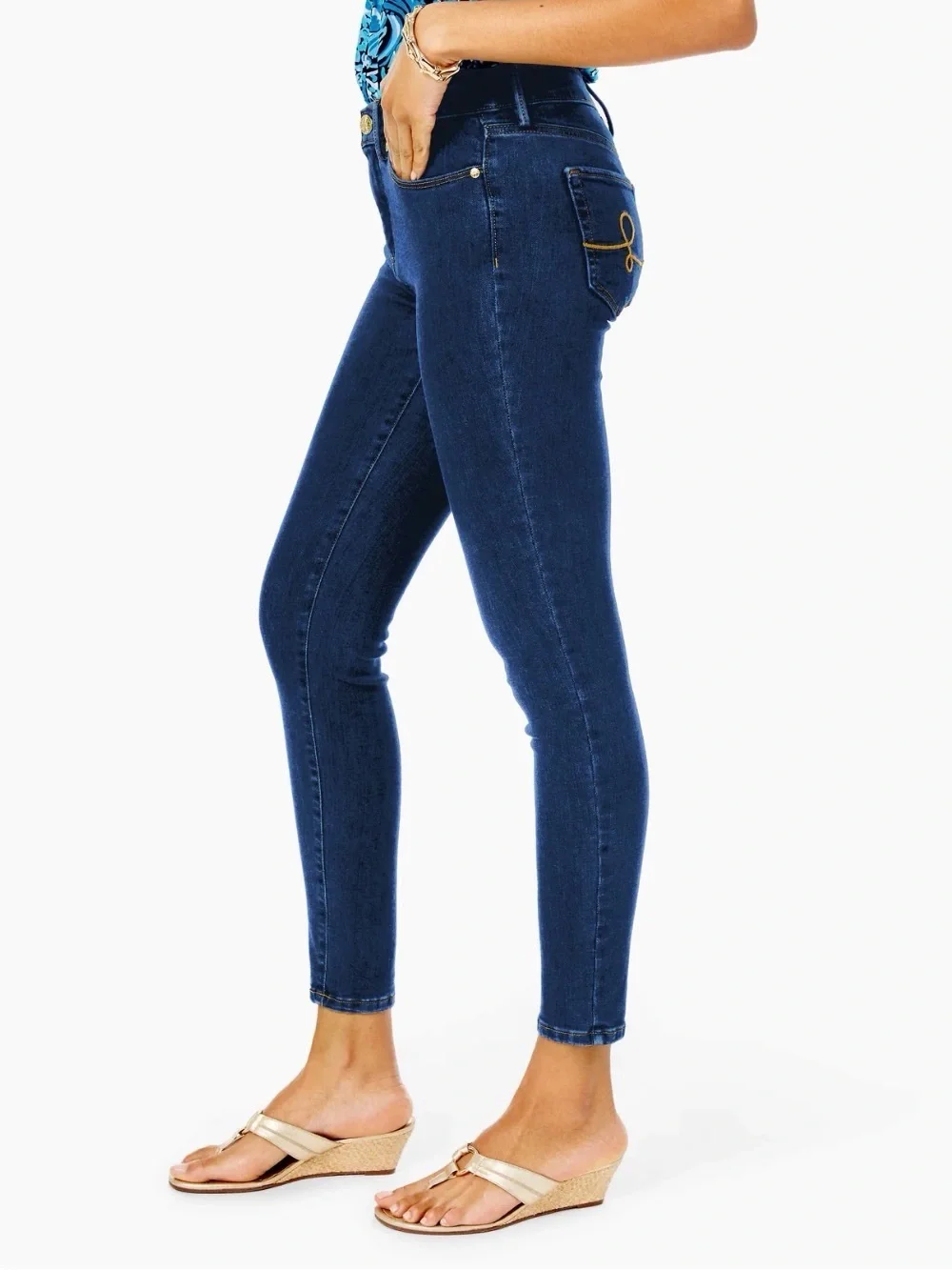 Lilly Pulitzer Dark Wash Eagan High Rise Skinny Denim Jeans. Sz M-10 - Picture 3 of 13